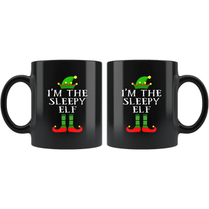 RobustCreative-Im The Sleepy Elf Matching Family Christmas - 11oz Black Mug Christmas group green pjs costume Gift Idea