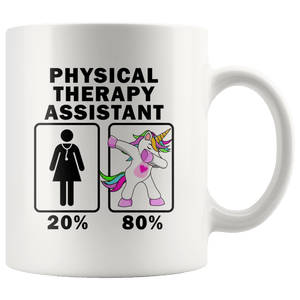 RobustCreative-Physical Therapy Assistant Dabbing Unicorn 20 80 Principle Superhero Girl Womens - 11oz White Mug Medical Personnel Gift Idea