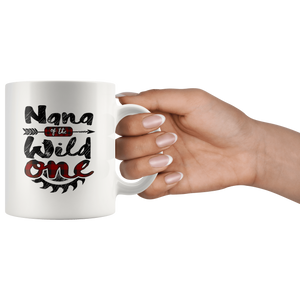 RobustCreative-Nana of the Wild One Lumberjack Woodworker Sawdust - 11oz White Mug red black plaid Woodworking saw dust Gift Idea