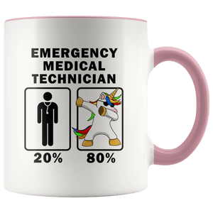 RobustCreative-Emergency Medical Technician Dabbing Unicorn 80 20 Principle Graduation Gift Mens - 11oz Accent Mug Medical Personnel Gift Idea