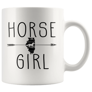 RobustCreative-Illinois Horse Girl Gifts Illinoisan Shape Country for women - 11oz White Mug Racing Lover Gift Idea