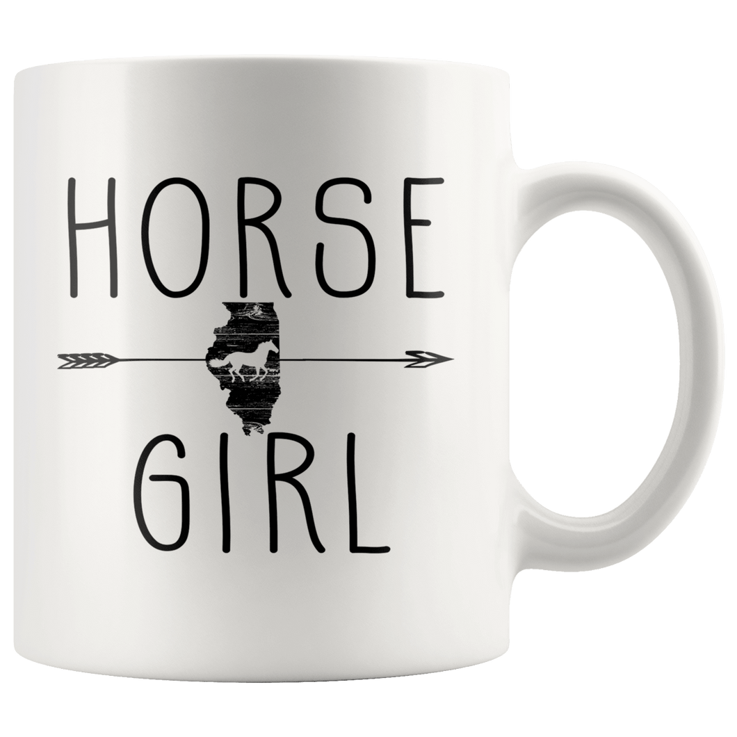 RobustCreative-Illinois Horse Girl Gifts Illinoisan Shape Country for women - 11oz White Mug Racing Lover Gift Idea