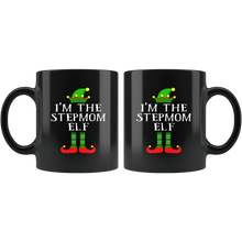 Load image into Gallery viewer, RobustCreative-Im The Stepmom Elf Matching Family Christmas - 11oz Black Mug Christmas group green pjs costume Gift Idea
