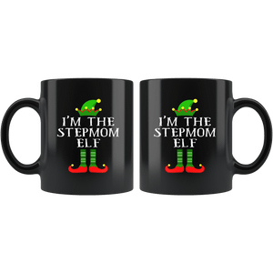 RobustCreative-Im The Stepmom Elf Matching Family Christmas - 11oz Black Mug Christmas group green pjs costume Gift Idea