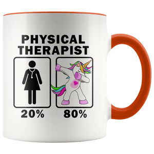 RobustCreative-Physical Therapist Dabbing Unicorn 20 80 Principle Superhero Girl Womens - 11oz Accent Mug Medical Personnel Gift Idea