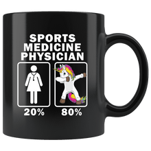 Load image into Gallery viewer, RobustCreative-Sports Medicine Physician Dabbing Unicorn 80 20 Principle Superhero Girl Womens - 11oz Black Mug Medical Personnel Gift Idea
