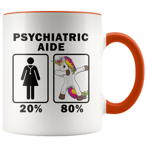 RobustCreative-Psychiatric Aide Dabbing Unicorn 80 20 Principle Superhero Girl Womens - 11oz Accent Mug Medical Personnel Gift Idea