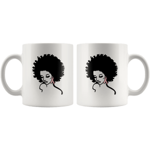 RobustCreative-Breast Cancer Awareness Afro American Warrior - Melanin Poppin' 11oz Funny White Coffee Mug - Black Women Support Black Girl Magic - Friends Gift - Both Sides Printed