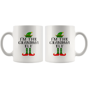 RobustCreative-Im The Grandma Elf Matching Family Christmas - 11oz White Mug Christmas group green pjs costume Gift Idea