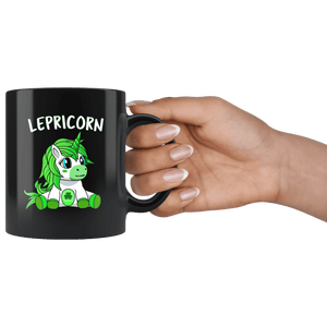RobustCreative-Lepricorn  Unicorn Leprechaun St Pattys Day for Kids Black 11oz Mug Gift Idea
