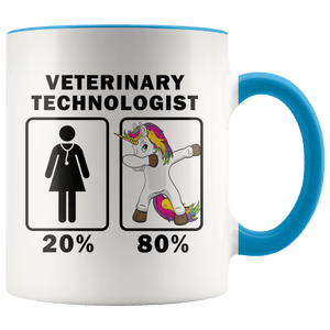 RobustCreative-Veterinary Technologist Dabbing Unicorn 80 20 Principle Superhero Girl Womens - 11oz Accent Mug Medical Personnel Gift Idea