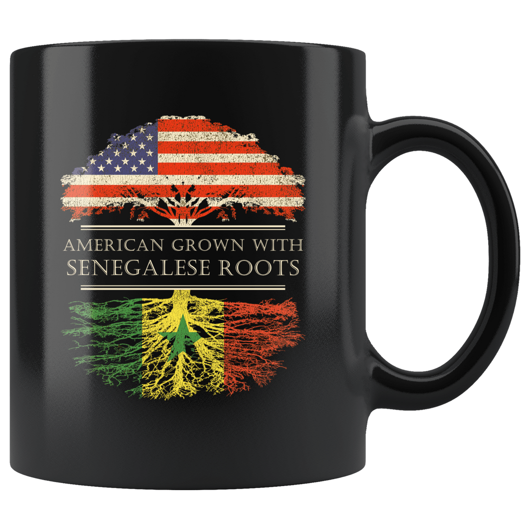 RobustCreative-Senegalese Roots American Grown Fathers Day Gift - Senegalese Pride 11oz Funny Black Coffee Mug - Real Senegal Hero Flag Papa National Heritage - Friends Gift - Both Sides Printed