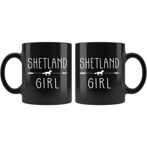 RobustCreative-Shetland Horse Girl Gifts Horses Lover Riding Racing - 11oz Black Mug Racing Lover Gift Idea