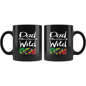 RobustCreative-Kittitian or Nevisian Dad of the Wild One Birthday Saint Kitts & Nevis Flag Black 11oz Mug Gift Idea