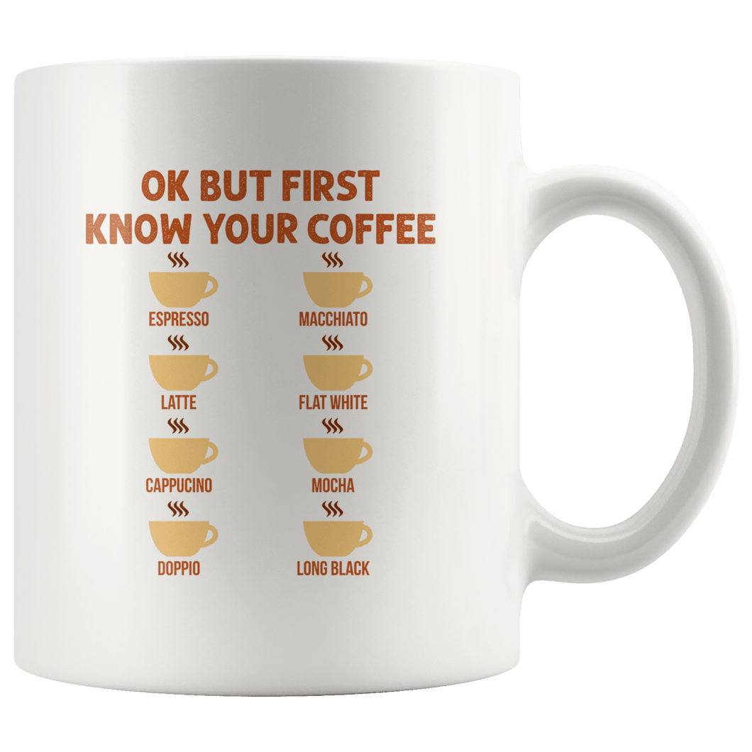RobustCreative-Ok But First Coffee Funny Coworker Saying - 11oz White Mug barista coffee maker Gift Idea