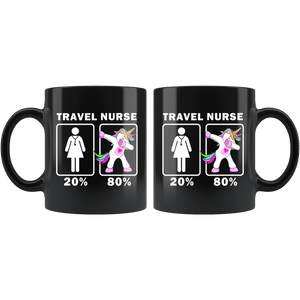 RobustCreative-Travel Nurse Dabbing Unicorn 20 80 Principle Superhero Girl Womens - 11oz Black Mug Medical Personnel Gift Idea