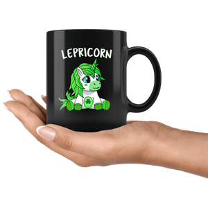 RobustCreative-Lepricorn Unicorn Leprechaun St Pattys Day for Kids - 11oz Black Mug lucky paddys pattys day Gift Idea