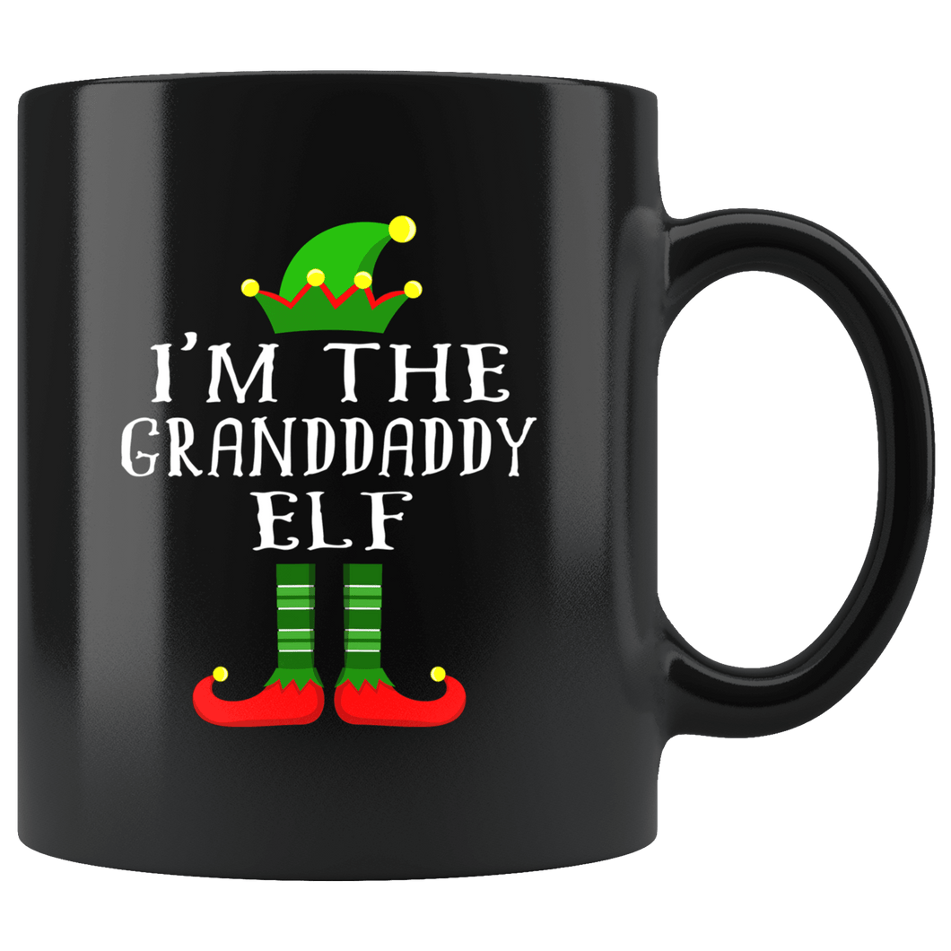 RobustCreative-Im The Granddaddy Elf Matching Family Christmas - 11oz Black Mug Christmas group green pjs costume Gift Idea