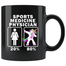 Load image into Gallery viewer, RobustCreative-Sports Medicine Physician Dabbing Unicorn 20 80 Principle Superhero Girl Womens - 11oz Black Mug Medical Personnel Gift Idea
