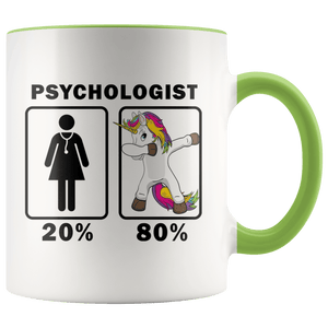 RobustCreative-Psychologist Dabbing Unicorn 80 20 Principle Superhero Girl Womens - 11oz Accent Mug Medical Personnel Gift Idea