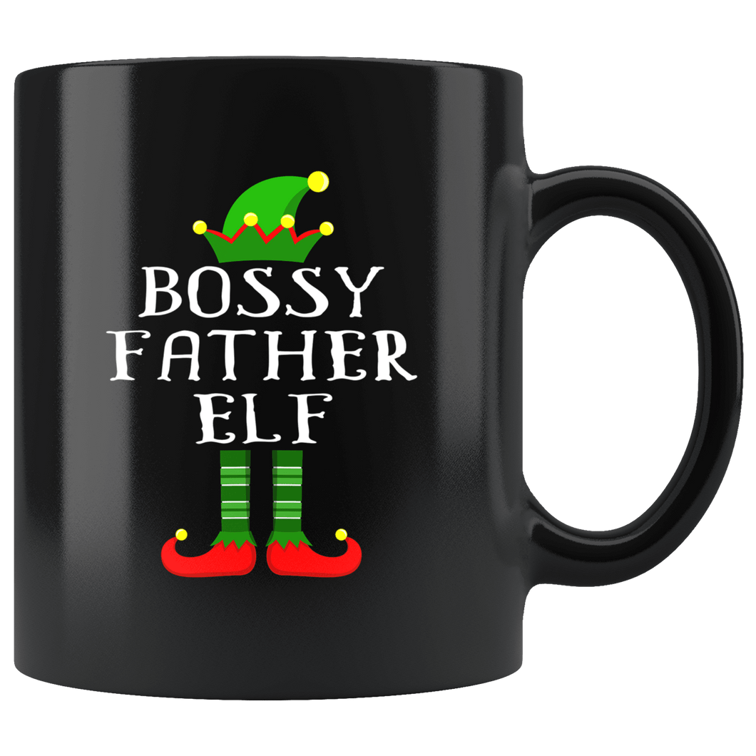 RobustCreative-Im The Bossy Father Elf Family Matching Outfits PJ - 11oz Black Mug Christmas group green pjs costume Gift Idea