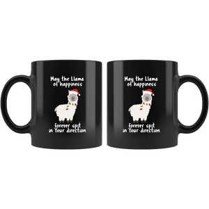 RobustCreative-Llama Spit Happens Santas Hat Quote Saying Cute - 11oz Black Mug Christmas gift idea Gift Idea