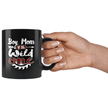 Load image into Gallery viewer, RobustCreative-Boy Mom of the Wild One Lumberjack Woodworker Sawdust Glitter - 11oz Black Mug red black plaid Woodworking saw dust Gift Idea
