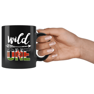 RobustCreative-Kenya Wild One Birthday Outfit 1 Kenyan Flag Black 11oz Mug Gift Idea