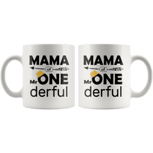 Load image into Gallery viewer, RobustCreative-Mama of Mr Onederful  1st Birthday Baby Boy Outfit White 11oz Mug Gift Idea
