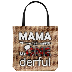 RobustCreative-Mama of Mr Onederful  1st Birthday Boy Buffalo Plaid Tote Bag Gift Idea