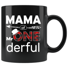 Load image into Gallery viewer, RobustCreative-Mama of Mr Onederful  1st Birthday Buffalo Plaid Black 11oz Mug Gift Idea
