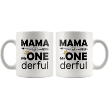 Load image into Gallery viewer, RobustCreative-Mama of Mr Onederful Crown 1st Birthday Baby Boy Outfit White 11oz Mug Gift Idea
