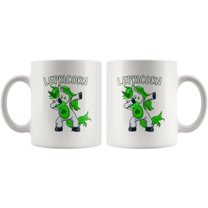 RobustCreative-Lepricorn  Dabbing Unicorn Leprechaun Shamrock Kids White 11oz Mug Gift Idea