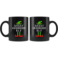 Load image into Gallery viewer, RobustCreative-Im The Sassy Grandmama Elf Family Matching Outfits PJ - 11oz Black Mug Christmas group green pjs costume Gift Idea
