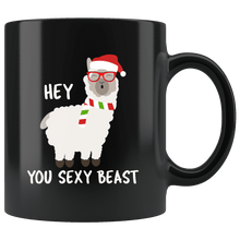 Load image into Gallery viewer, RobustCreative-Llama Santas Hat Hipster Glasses Sexy Beast Alpaca Lover Cute - 11oz Black Mug Christmas gift idea Gift Idea
