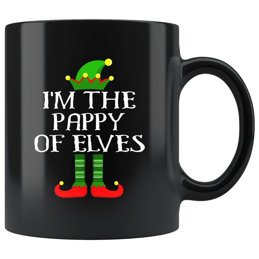 RobustCreative-Im The Pappy of Elves Family Matching Elf Outfits PJ - 11oz Black Mug Christmas group green pjs costume Gift Idea