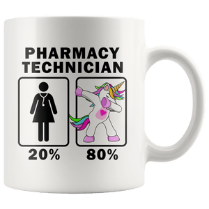 RobustCreative-Pharmacy Technician Dabbing Unicorn 20 80 Principle Superhero Girl Womens - 11oz White Mug Medical Personnel Gift Idea