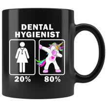 Load image into Gallery viewer, RobustCreative-Dental Hygienist Dabbing Unicorn 20 80 Principle Superhero Girl Womens - 11oz Black Mug Medical Personnel Gift Idea
