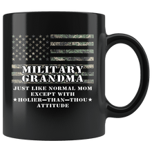 Load image into Gallery viewer, RobustCreative-Military Grandma Just Like Normal Family Camo Flag - Military Family 11oz Black Mug Deployed Duty Forces support troops CONUS Gift Idea - Both Sides Printed
