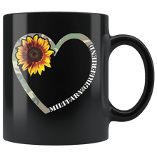 Load image into Gallery viewer, RobustCreative-Military Girlfriend Heart Sunflower Camo Tactical Gear - Military Family 11oz Black Mug Active Component on Duty support troops Gift Idea - Both Sides Printed

