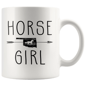 RobustCreative-Oklahoma Horse Girl Gifts Oklahoman Shape Country for women - 11oz White Mug Racing Lover Gift Idea