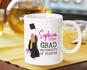 RobustCreative-Custom Graduation Gifts, 11oz Coffee Mugs for Women - Choose Hair, Skin Color - Personalized Graduation Mug w Names & Text Options for Graduates, High School, College, Class of 2020