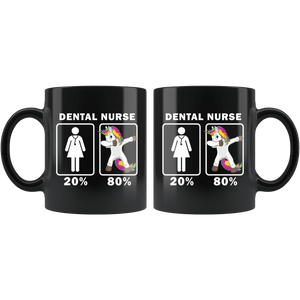 RobustCreative-Dental Nurse Dabbing Unicorn 80 20 Principle Superhero Girl Womens - 11oz Black Mug Medical Personnel Gift Idea