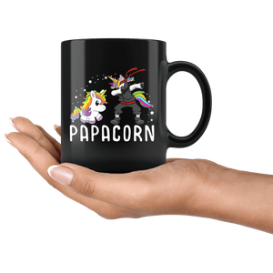 RobustCreative-Papacorn Unicorn Dad Ninja Fathers Day Birthday Black 11oz Mug Gift Idea