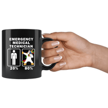 Load image into Gallery viewer, RobustCreative-Emergency Medical Technician Dabbing Unicorn 80 20 Principle Graduation Gift Mens - 11oz Black Mug Medical Personnel Gift Idea
