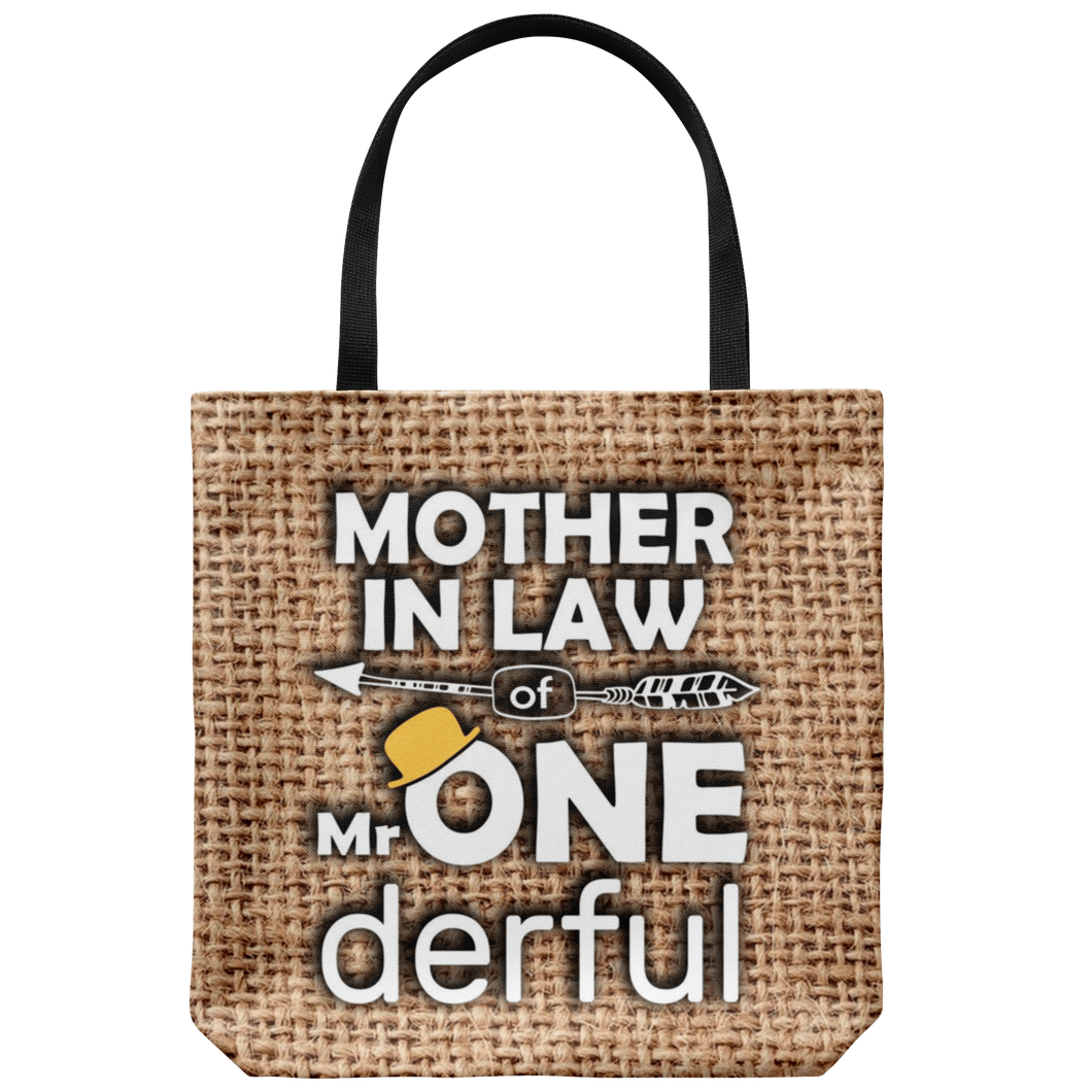 RobustCreative-Mother In Law of Mr Onederful  1st Birthday Baby Boy Outfit Tote Bag Gift Idea
