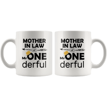 Load image into Gallery viewer, RobustCreative-Mother In Law of Mr Onederful  1st Birthday Baby Boy Outfit White 11oz Mug Gift Idea
