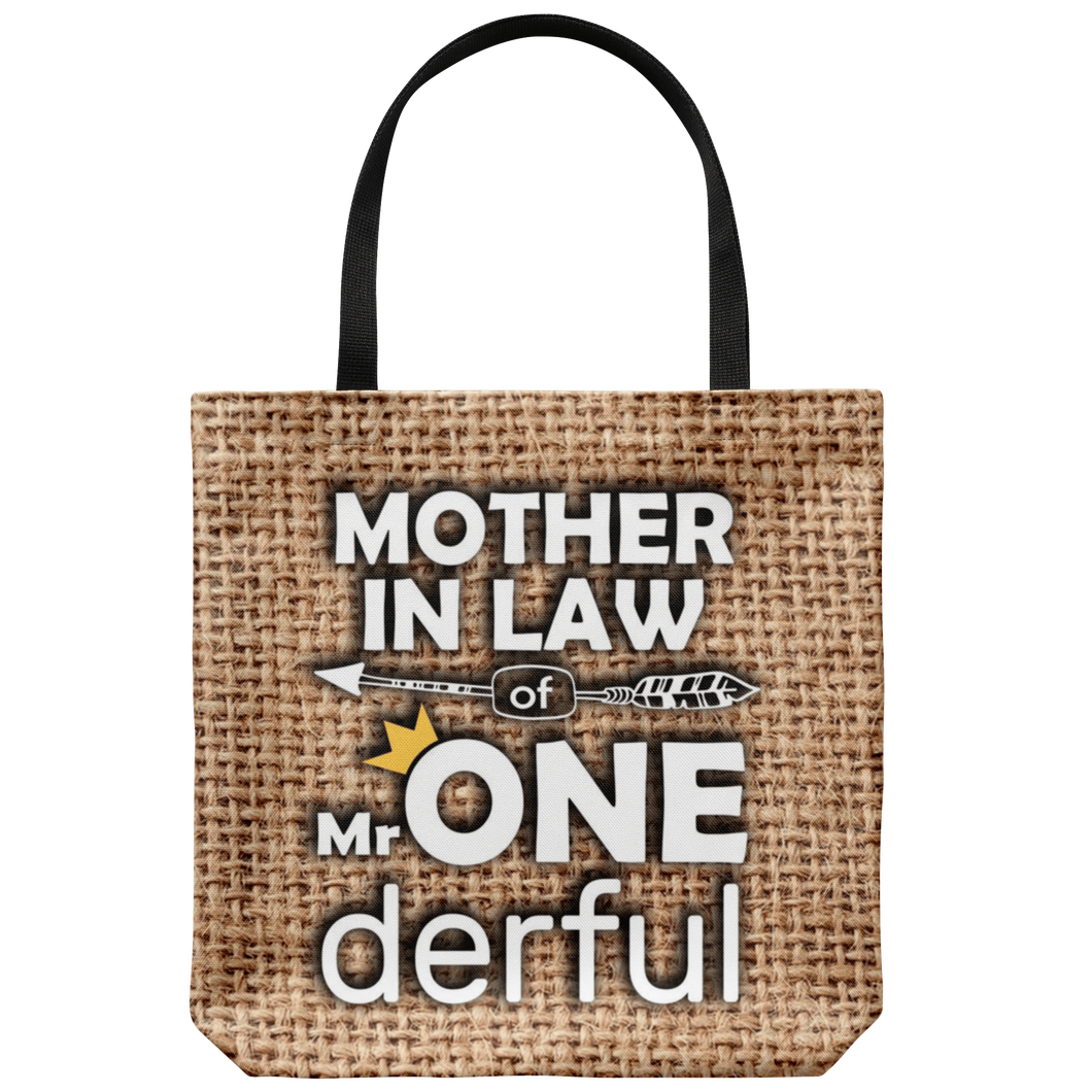 RobustCreative-Mother In Law of Mr Onederful Crown 1st Birthday Boy Im One Outfit Tote Bag Gift Idea