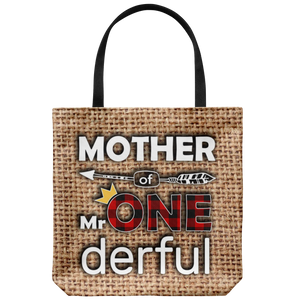 RobustCreative-Mother of Mr Onederful Crown 1st Birthday Boy Buffalo Plaid Tote Bag Gift Idea