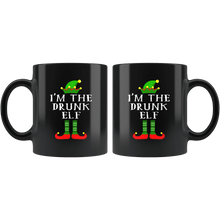 Load image into Gallery viewer, RobustCreative-Im The Drunk Elf Matching Family Christmas - 11oz Black Mug Christmas group green pjs costume Gift Idea
